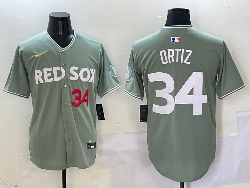 Men Boston Red Sox #34 Ortiz Green Joint Name Game Nike 2025 MLB Jersey style 3